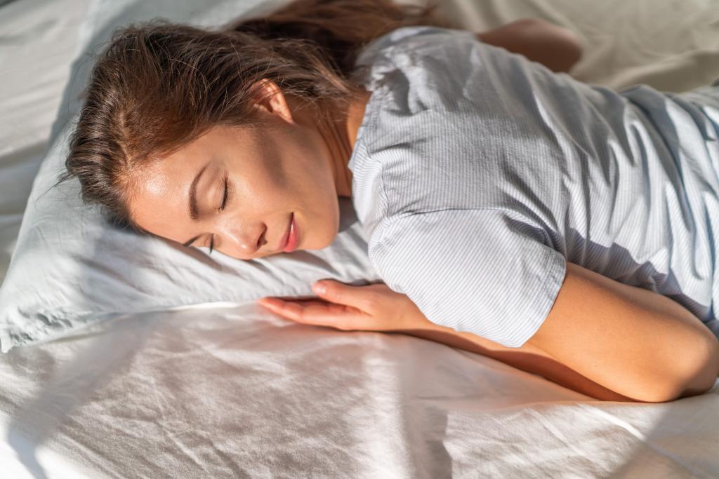 Stomach sleeper on a pillow